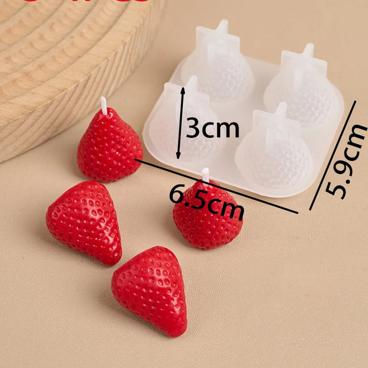 Strawberry Shaped Silicone Candle Mold 3D