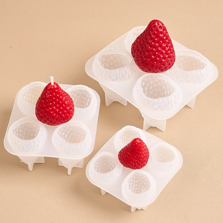 Strawberry Shaped Silicone Candle Mold 3D