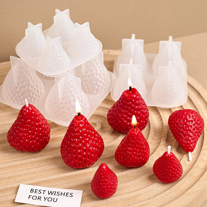 Strawberry Shaped Silicone Candle Mold 3D