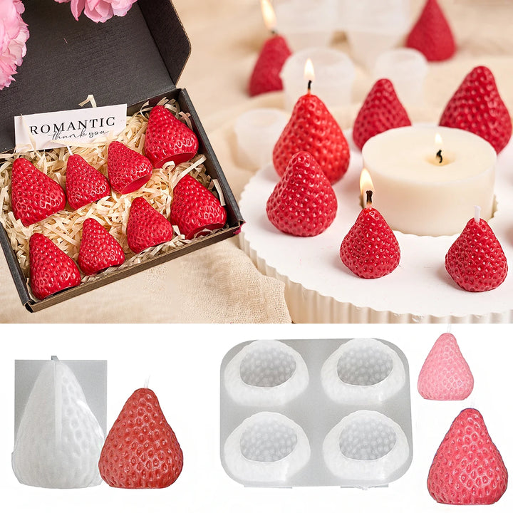 Strawberry Shaped Silicone Candle Mold 3D