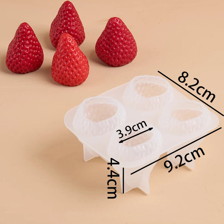 Strawberry Shaped Silicone Candle Mold 3D