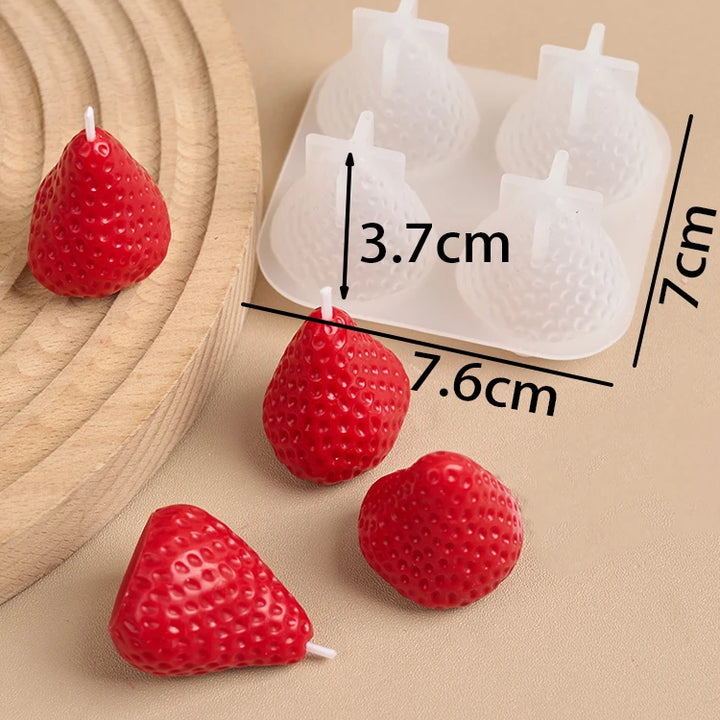 Strawberry Shaped Silicone Candle Mold 3D